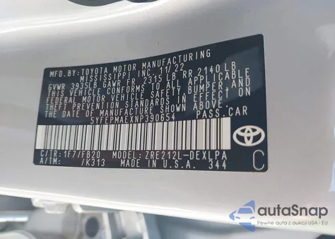 2022 Toyota Corolla Le from USA, damaged, VIN 5YFEPMAEXNP390654